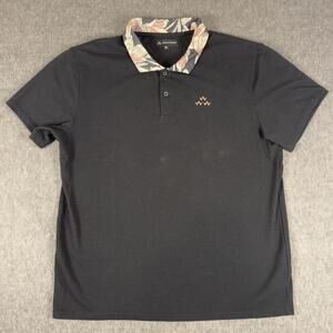 Birds Of Condor Polo Shirt Mens Medium Black Floral Collar Golf Knit Casual